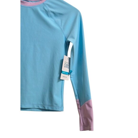 Athleta Girl Long Sleeve Rashguard In Aqua Sz L/12 NWT - Picture 3 of 11